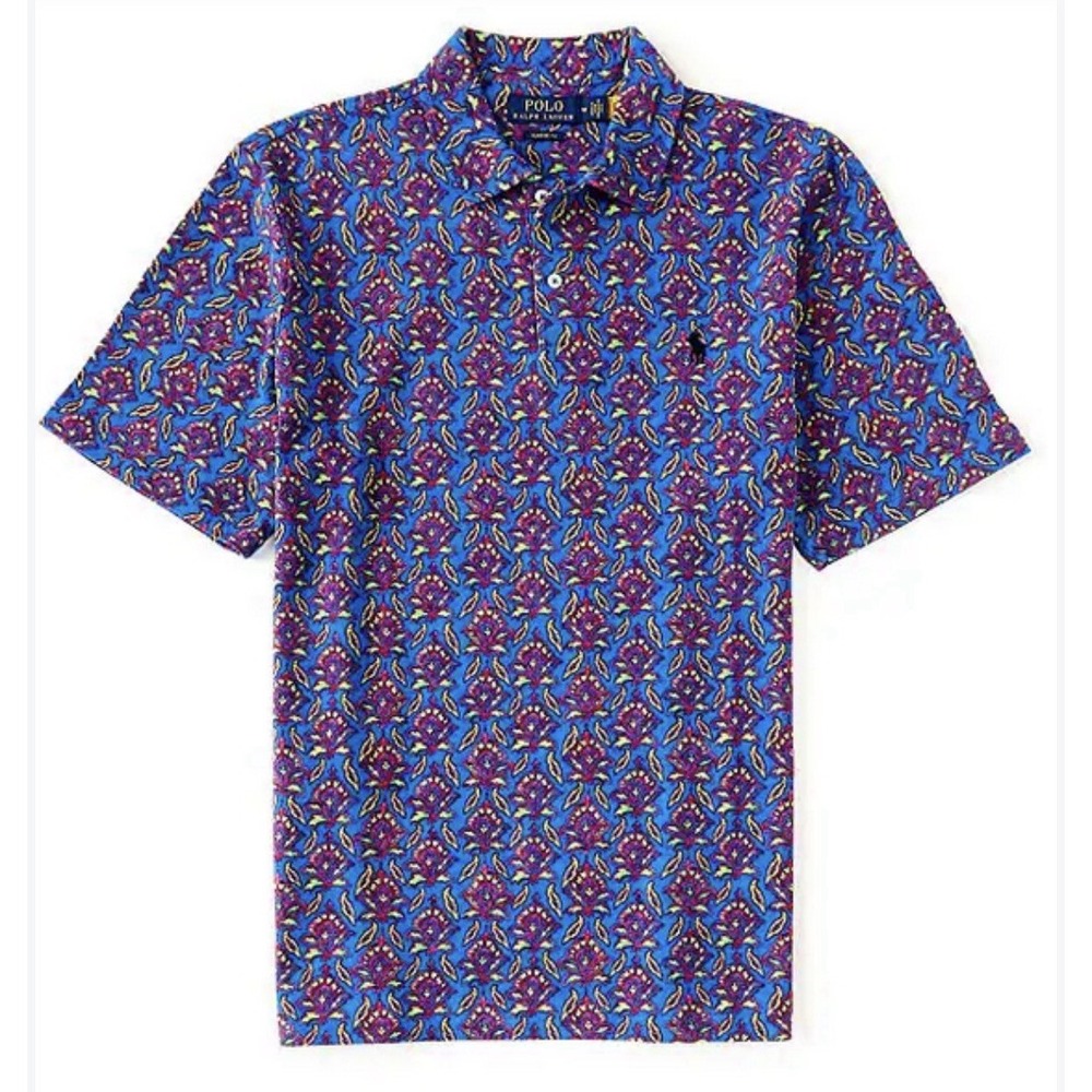 Polo Ralph Lauren Men's Classic Fit Mesh Polo Shirt Paisley Floral Print Sz 2XL